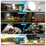 LED Camping Lantern Rechargeable, 10000mAh Portable Solar Camping Lights up to 120+ Hours, 12 Light Modes, Dimmable, LCD Digital Display, Waterproof, Camping Essentials for Power Outages, Emergency