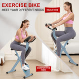 BARWING Folding Exercise Bike Stationary Bikes for Home，3 in 1Exercise Bikes for Seniors, Indoor Workout Bike Cycling Bike with 16-Level Adjustable Resistance,330LB Capacity(Grey)