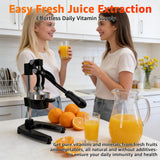 PYJJZU Manual Fruit Juicer Hand Press - Effortless Cast Iron Citrus Squeezer for Home - 304 Stainless Steel, Dishwasher Safe - Extract Fresh Juice from Pomegranate, Orange, Lemon - Non-Slip Base