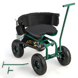 Rolling Garden Seat with Wheels, Garden Cart with 360° Swivel Seat for Planting, Garden Stool Scooter with Replaceable Handle