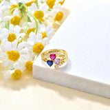 Oseew 10k gold mother ring Customized 10k yellow gold 3 Birthstones Ring for Women Mother's Ring Personailzed 14k yellow gold 3 Birthstones Ring Family Rings Birthday Gift