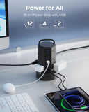 JACKYLED Power Strip Tower Surge Protector, 12 AC 6 USB (2 USB C), 1050J