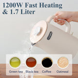 1.7L Electric Kettle,Double Wall Electric Tea Kettle,Auto Shut Off,1200W Hot Water Kettle Electric Nueve&Five