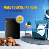 Chest Freezer WANAI 3.5 Cubic Deep Freezer with Top Open Door and Removable Storage Basket, 7 Gears Temperature Control, Ideal for Office Dorm or Apartment, Black