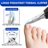 6PCS Toenail Clippers for Seniors Thick Toenails, Heavy Duty Nail Clippers for Men, Ultra Sharp Slanted Ingrown Toenail Clippers with Catcher, Wide Jaw Large Nail Cutters with Leather Case