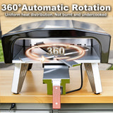 MELLCOM 20" Outdoor Gas Pizza Oven - Pull Out Handle & 360° Automatic Rotating Pizza Stone, Including Pizza Peel, Carry Bag