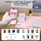 Wireless Charging Mouse Pad with Phone Holder, 31.5"x15.8" in, Pink Marble