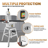 2500W Electric Bone Saw Machine, 0.04-7.8 Inch Cutting Thickness,3.0HP Frozen Meat Vertical Cutter Commercial Bandsaw with 8 Saw Blades, 18.7x12in Table Sawing for Frozen Meat Pork Beef Ribs