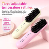 2026 Upgraded Cordless Straightening Brush with 30s Fast Heat, 4 Temperature Settings, Ionic & Ceramic Care, 4000mAh USB-C Rechargeable for Frizz-Free Styling (Beige)