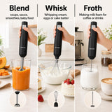 Cordless Immersion Hand Blender (Stick Blender) – Smooth, Controlled Blending for Everyday Cooking, 12V Brushless Motor, Pressure-Sensitive Variable Speed, USB-C Rechargeable, Easy-Clean (Black)