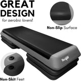 Yes4All Adjustable Workout Aerobic Exercise Step Platform Health Club Size with 4 Adjustable Risers Included and Greater Risers Options - Gray Black