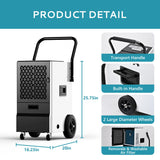 EUHOMY 160 Pints Commercial Dehumidifier for Basement,Large Dehumidifier for Basement With Drain Hose,Timer and 4 Wheels,Industrial Dehumidifiers for Flood Repair,Drying Basement,Warehouse and Factory