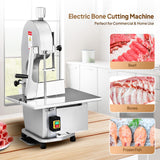 ROVSUN 1500W Electric Bone Saw Machine, 0.16-7.9Inch Cutting Thickness Frozen Meat Cutter with 6 Saw Blades, Commercial Bandsaw Machine Stainless Steel 19.4 x 15.2 In Table for Chicken Fish Beef