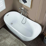 WOODBRIDGE 67" Acrylic Freestanding Bathtub Contemporary Soaking White Tub with Chrome Overflow and Drain