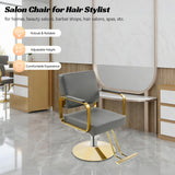 ZAWAYINE Barber Salon Chair, Hair Salon Chair for Hair Stylist for Barbershop Home Height Adjustable & 360° Swivel Styling Barber Chairs Spa Beauty Equipment, Max Load Weight 440Lbs (Grey+Gold)