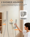 FAROLAN Brushed Nickel Shower System with Tub Spout, Wall Mounted Bathtub Shower Faucet Set, 12" Rainfall Shower Head and Handheld Shower Combo, High Pressure Shower Fixtures Set with Rough-in Valve