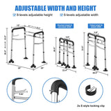 UGarden Toilet Safety Rails, Stainless Steel Adjustable Toilet Frame with Soft Handles&Tissue Holder, 380LBS Foldable Detachable Toilet Safety Frame for Elderly, Seniors, Handicap & Disabled