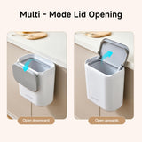 Small Trash Can with Lid, 1.8 Gallon Flip-Top Wall-Mounted Garbage Can, Slim Waste Basket & Compost Bin for Bathroom, Kitchen