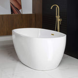 WOODBRIDGE 59"Freestanding White Acylic Soaking Bathtub with Brushed Gold Drain and Overflow,BTA1518 -BG-Drain &O