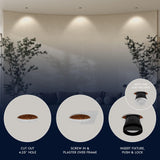 LUXRITE 4-Inch LED Trimless Recessed Spotlight with Black Wall Washer Trim Replacement 25W, 2000LM, 5CCT, 60° Beam Angle, Dimmable, Push-n-Lock, CRI90, Damp & IC Rated, ETL White + Black (4 Pack)