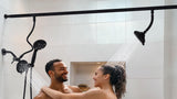 V-Frankness Dual Shower Head for Couples, High Pressure and Adjustable Multimodal Tandem Shower Head System for Two People Rod, Modern Bathroom Upgrade, Birthday Gift for Women and Men (Matte Black)