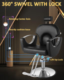 MIMWOW Salon Chair, Reclining Salon Chair for Hair Stylist, Barber Chair with Heavy Duty Hydraulic Pump, Hair Chairs Tattoo Braiding Beauty Spa Equipment, Cool Silver Black