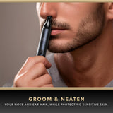 Blade & Stone™ NS502-DN Nose & Ear Trimmer 2.0 | Graphene-X™ Blade | High-Velocity Low-Noise Motor | Patented Rotary Blade Design | Skin-Friendly, Tug-Free Performance, Detachable Head - Dark Night