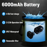 Portable Shower with Heater, Pop Up Camping Shower Privacy Tent Kit with LED Lights, 6000mAh Rechargeable Shower Pump, 6.6 Gal Foldable Bucket, Outdoor Camp Shower Kit for Travel, Pet Bath, Car Wash