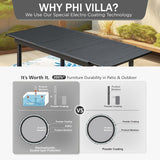PHI VILLA Outdoor Expandable Table for 6-8, Large Metal Dining Table