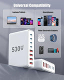 530W USB C Charger Block,8-Port USB C GaN Multiple Port Charging Station