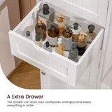 Iwell 67" Tall Bathroom Cabinet, Storage Cabinet with 2 Doors & 1 Drawer, Bathroom Storage Cabinets with Adjustable Shelves, for Living Room, Entryway, Home Office, White