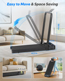 Foldable Treadmill with Incline, Compact Walking Pad Treadmill with Safety Handle Bar, 3.0HP Quiet Under Desk Treadmills