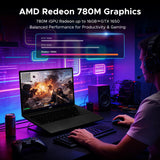 NIMO 17.3" IPS-Gaming-Laptop, AMD Ryzen 7 8745HS 32GB RAM 1TB SSD (Up to 4.9GHz Beat R9 7940HS Radeon) 780M-Graphics, Backlit Keyboard Fingerprint, Win 11 PC for Study Work & Play 2-Yr Warranty