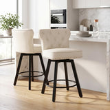 Counter Height Bar Stools Set of 6, 26" Mid-Century Swivel Bar Stool with Metal Base for Kitchen Island