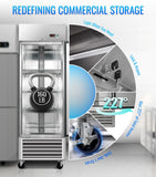 27" W Commercial Refrigerator, 23.6Cu.ft Reach-In Single Door Stainless Steel commercial fridge, 3 Shelves, Fan Cooling, Auto Defrost