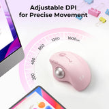 seenda Wireless Trackball Mouse, Ergonomic Bluetooth Rollerball,Rose Pink