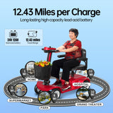 4-Wheel Portable Mobility Scooter for Travel, Compact Design, Easy Disassembly, 418 lb Capacity, Battery Included