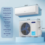 DELLA Serena Series 9800 BTU Mini Split AC, Energy Star 22 SEER2 115V, 0.82 Ton Inverter Heat Pump Ductless AC System for Rooms up to 400 Sq.Ft, WiFi & Alexa Control, Pre-Charged, 16.4ft Install Kit