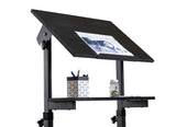 Mobile Stand Up Desk, Portable Podium and Presentation Lectern Height-Adjustable Multi-Purpose Standing Workstation,Black. Mount-It!