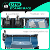 400L Large Capacity Folding Double Decker Wagon with Brakes, 50" Extra Long Extender Cart, 500lbs Heavy Duty Collapsible Wagons. Blue