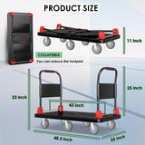 Heavy-Duty Platform Truck Cart with 2 Handrails and 6 of 6" Wheels 2200lbs Capacity Foldable Push Cart Dolly Large