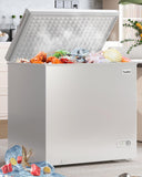 TABU 12.0 Cu Ft Chest Deep Freezer, Large Freestanding Chest Freezer with 7 Level Adjustable Thermostat, Compact Top-opening Deep Freezer with Removable Storage Basket, White
