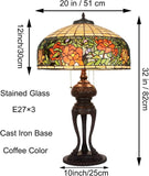 Tiffany-Style Lamp Table Peach Kapok Peony Glass Lampshade Desk(Rose)