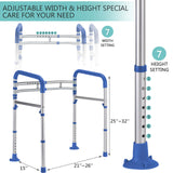 Lianjindun Toilet Safety Rails, Adjustable Toilet Frame for Elderly, Seniors, Handicap & Disabled, Foldable Handicap Toilet Handles Fit Any Toilets（Dark Blue）