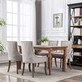 MOOLSUN Fabric Dining Chairs Set of 8, High Back Side Chairs, Modern Padded High-End Tufted Upholstered Chairs with Button-Tufted Back & Rear Pull Tabs, Solid Wood Legs C-Beige-(Wood Legs)