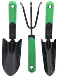 Garden Tool Set Including Cultivator, Transplanter, and Trowel with Heavy Duty Steel Construction, No-Slip H-Grip Handles