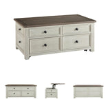 Signature Design by Ashley Bolanburg Lift-Top Coffee Table with Storage Two-Tone Rustic Farmhouse Cocktail Table – Brown/White