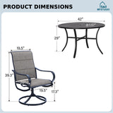 MFSTUDIO 5 Pcs Patio Table and Chairs Set, 42'' Round Metal Table
