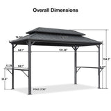 PURPLE LEAF Grill Gazebo Hardtop 6.5' x 12' Aluminum Side Shelves, Gray