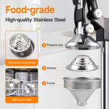 OSTBA Cast Iron Manual Juicer Hand Press, Commercial Grade Citrus Juicer, Stainless Steel Lemon squeezer for Orange, Lemon, Lime, Pomegranate with Stainless Steel Cup